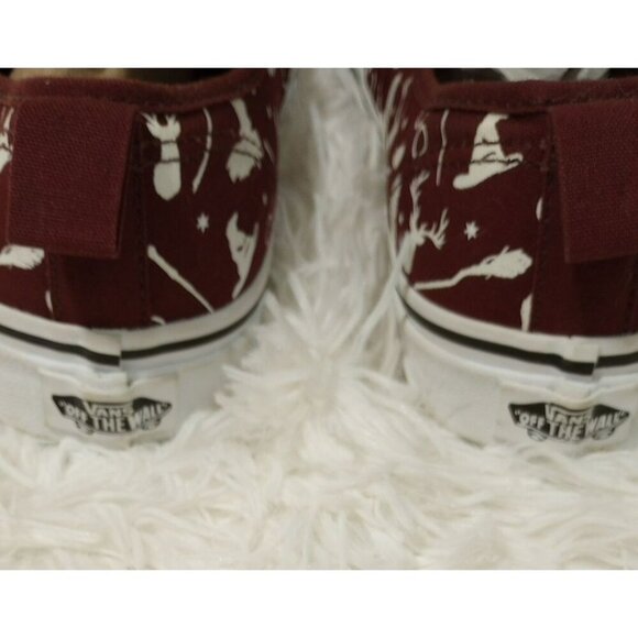 Vans X Harry Potter Burgundy/White Lace-Up Sneakers With Wizarding World Pattern - Picture 4 of 7